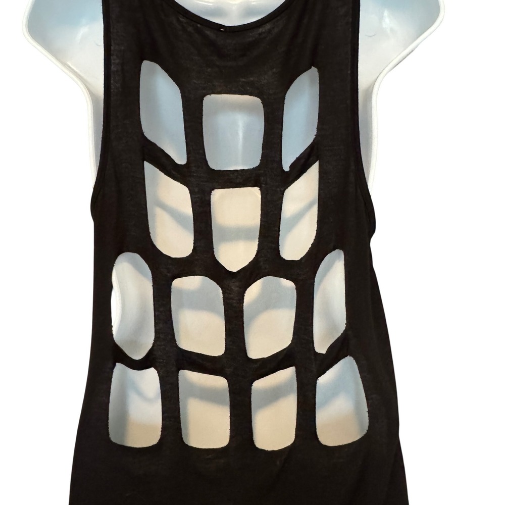 Y2K Cross Cutout Graphic Tank Top M Cage Back Edgy Rocker Indie Sleaze Mall Goth - Picture 6 of 9